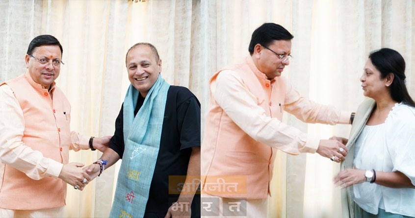 Vipul Shah and his wife Shefali met CM Pushkar Singh Dhami