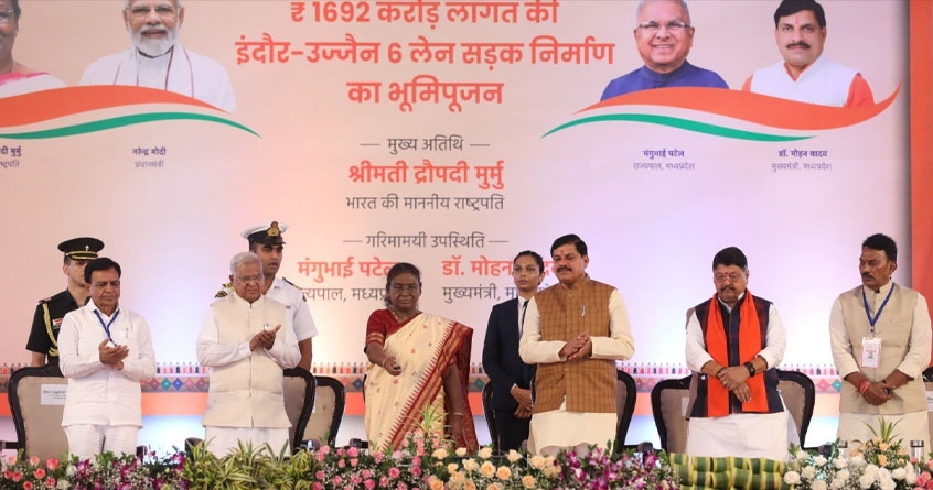 president murmu inaugurated the indore Ujjain 6 lane road in ujjain