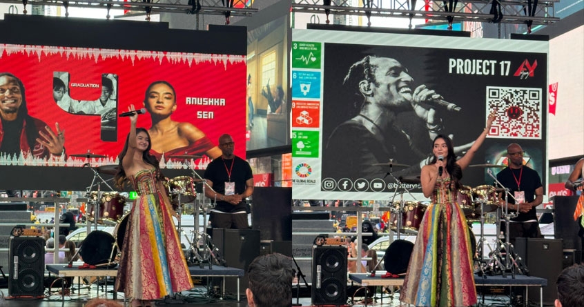 Anushka Sen performed at Times Square in New York